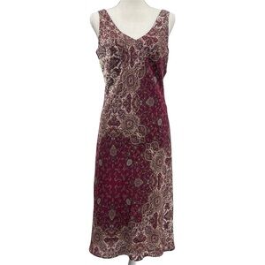 Vintage 90s Y2K Banana Republic Silk Midi Slip Dress Coquette Burgundy Red Sz 6